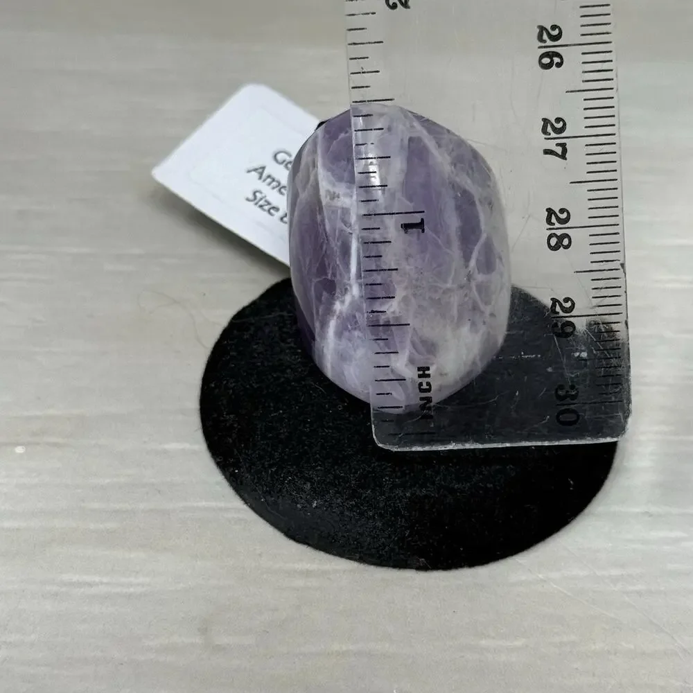 Chunky One Piece Purple Amethyst Raised Face Polished Stone Ring Size 8